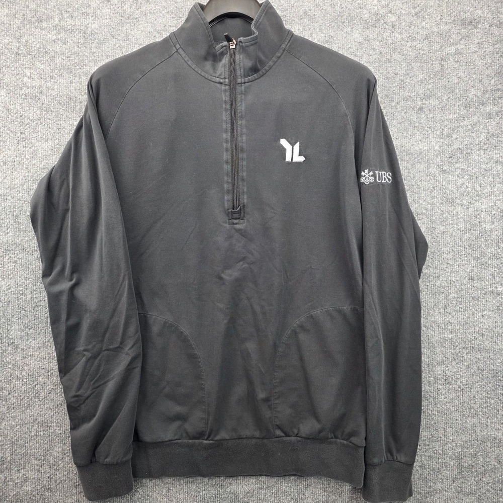 Travis Mathew‎ Mens Golf Pullover Quarter Zip Long Sleeve Black Med Embroidered